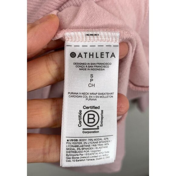 ATHLETA ORCHID PINK PURANA V-NECK WRAP SWEATSHIRT SWEATER sz S - Picture 7 of 8